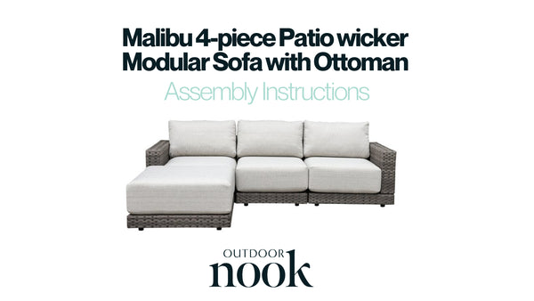 Malibu 4-piece Patio Wicker Modular Sofa with Ottoman