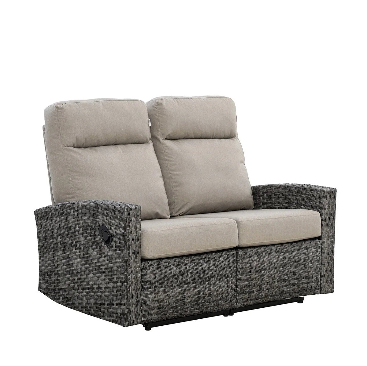 Malibu II Outdoor Wicker Reclining Loveseat Sofa in Sunbrella® Canvas Taupe