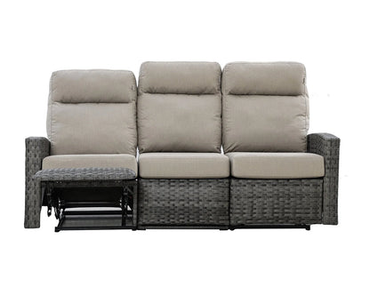 Malibu II Outdoor Wicker Reclining Sofa Conversation Set with a pair of Recliners in Sunbrella® Canvas Taupe | Outdoor Set