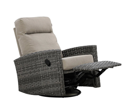 Malibu II Wicker Outdoor Swivel Glider Recliner in Sunbrella® Canvas Taupe  | Patio Lounge Chair