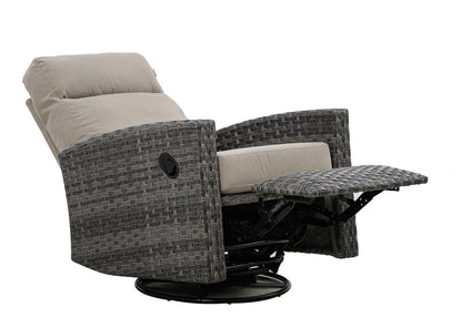 Malibu II Wicker Outdoor Swivel Glider Recliner in Sunbrella® Canvas Taupe  | Patio Lounge Chair