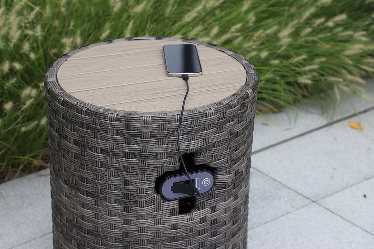 Malibu II Wosaic Wicker Side Table with Speaker & Charger