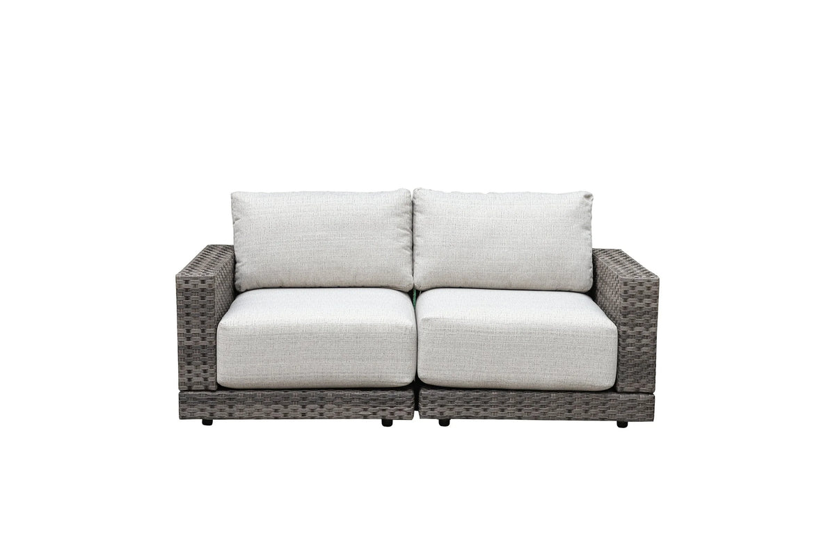 Malibu II 4-piece Patio Wicker Modular Loveseat Set with Swivel Glider Recliners | Outdoor Set