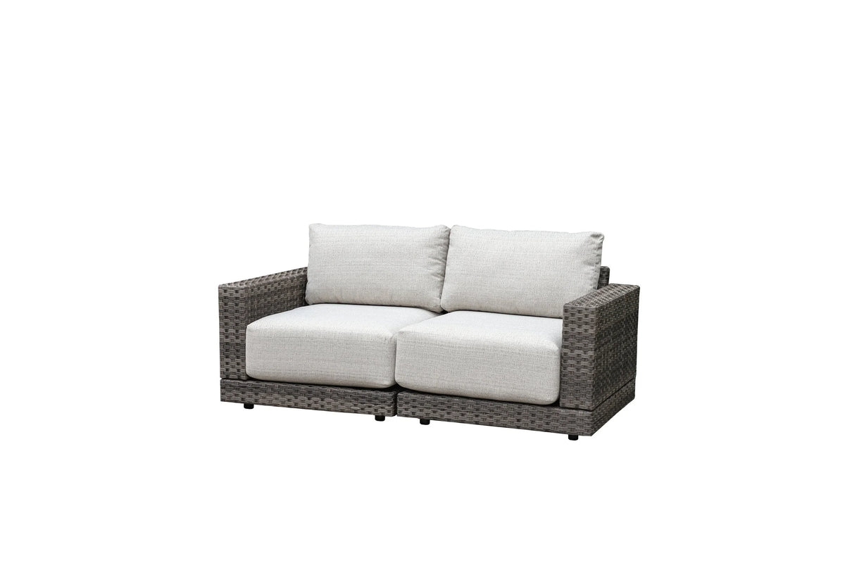 Malibu II 4-piece Patio Wicker Modular Loveseat Set with Swivel Glider Recliners | Outdoor Set