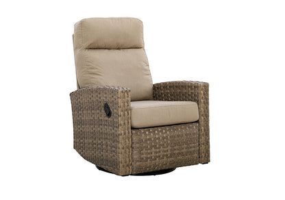 Newport Outdoor Wicker Reclining Sofa Conversation Set with a pair of Recliners in Sunbrella® Spectrum Mushroom | Outdoor Set