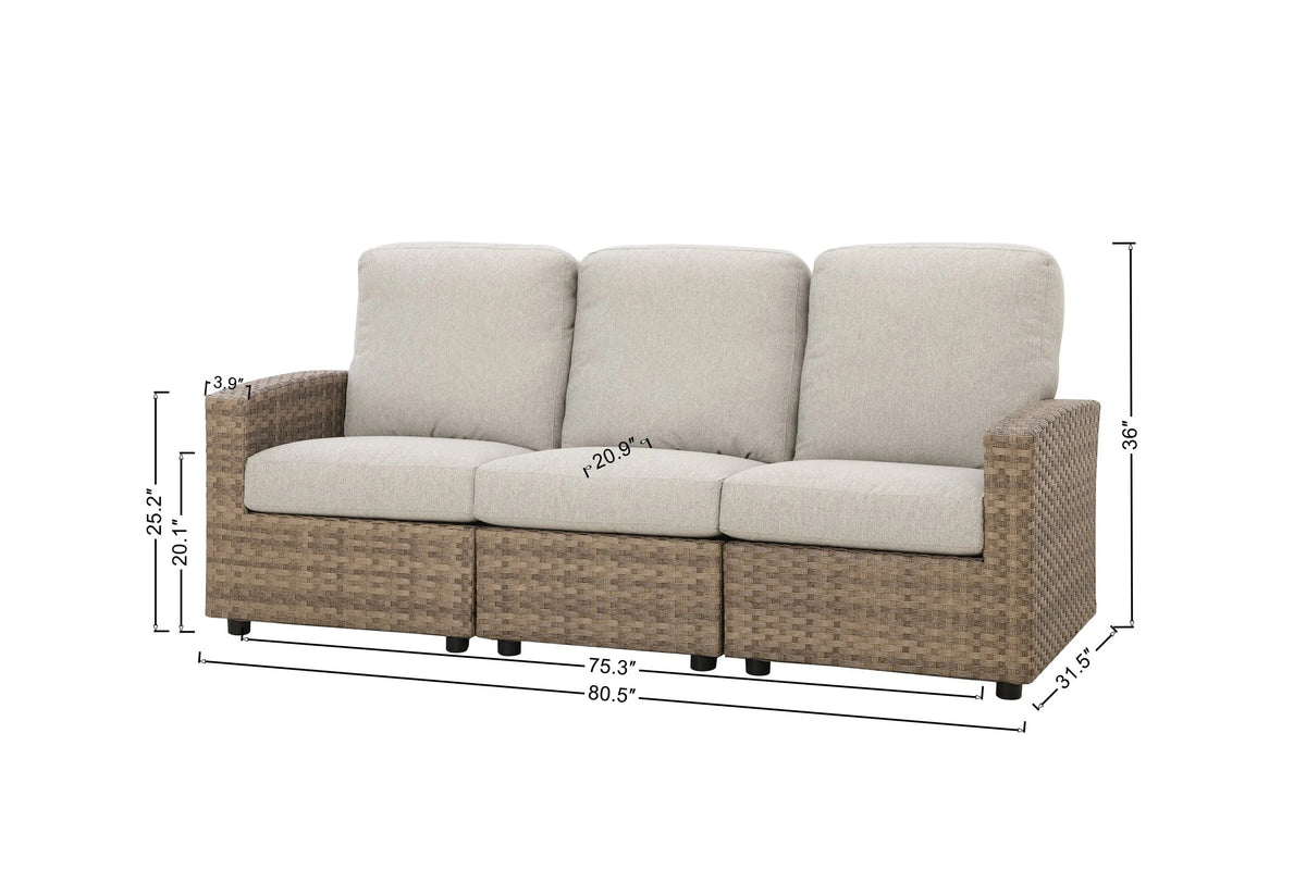 Newport 5-piece Patio Wicker Modular Sofa Set with Swivel Glider Recliners — Outdoor Nook USA - size