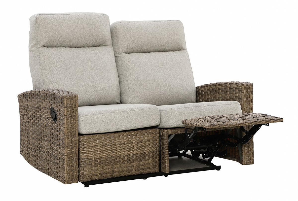 Newport Outdoor Wicker Reclining Loveseat Conversation Set with a pair of Recliners | Outdoor Set