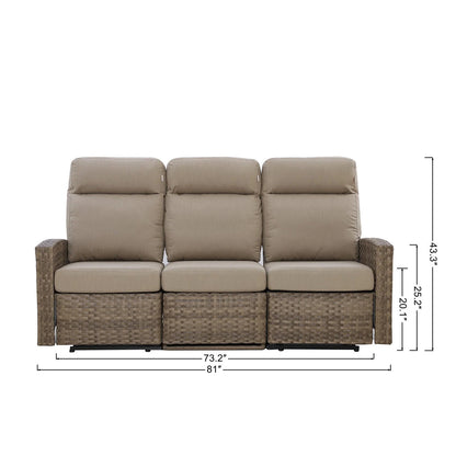Newport Outdoor Wicker Reclining Sofa Conversation Set with a pair of Recliners | Outdoor Set