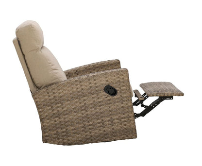 Newport Outdoor Wicker Reclining Sofa Conversation Set with a pair of Recliners in Sunbrella® Spectrum Mushroom | Outdoor Set