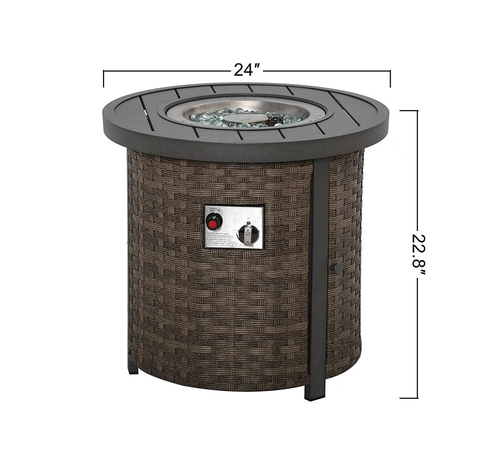 Newport Outdoor Wicker Firepit Bistro Set _ 2 Swivel Glider Recliners with Firepit Table — Outdoor N - size