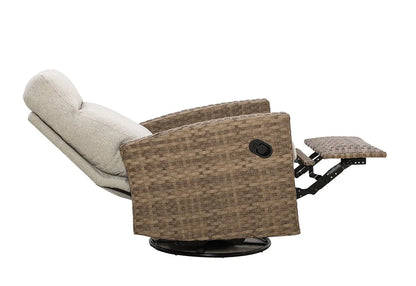 Newport Outdoor Speaker Bistro Set | 2PC Wicker Swivel Glider Recliner with Wosaic Speaker Table