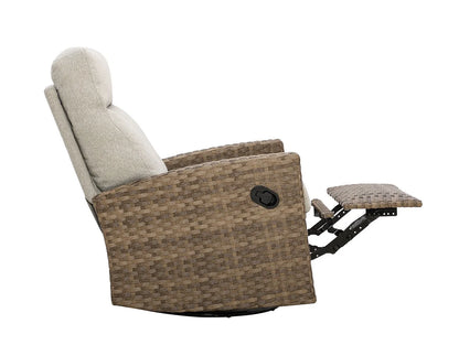 Newport Wicker Outdoor 2PC Swivel Glider Recliner and Wicker Side Table | Outdoor Bistro Set