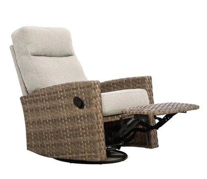Newport Wicker Outdoor 2PC Swivel Glider Recliner and Side Table | Outdoor Bistro Set