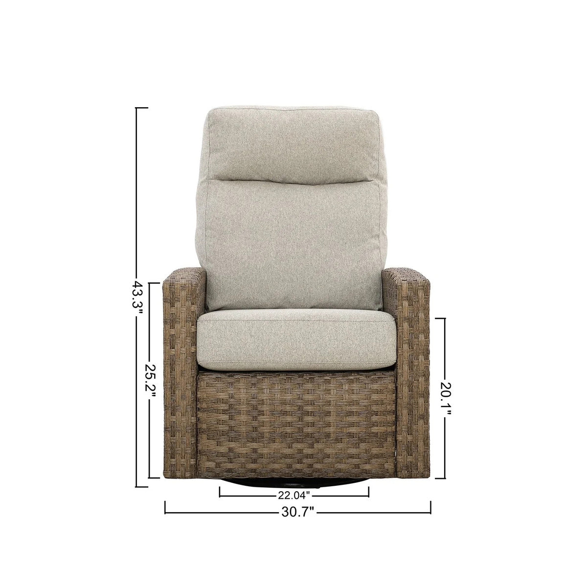 Newport Wicker Outdoor 2PC Swivel Glider Recliner and Side Table2 — Outdoor Nook USA - size