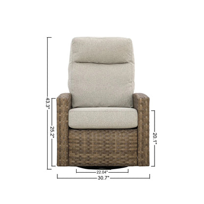 Newport Wicker Outdoor 2PC Swivel Glider Recliner and Side Table2 — Outdoor Nook USA - size