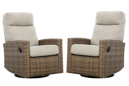 Pair of Newport Wicker Outdoor Swivel Glider Recliner  | Patio Lounge Chair x 2