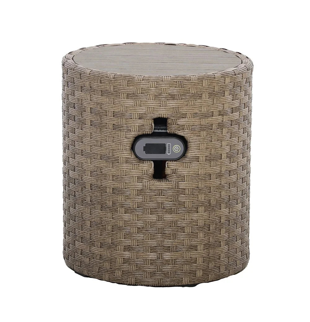 Newport Outdoor Speaker Bistro Set | 2PC Wicker Swivel Glider Recliner with Wosaic Speaker Table