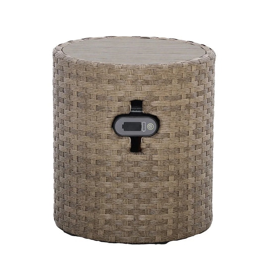 Newport Wosaic Wicker Side Table with Speaker & Charger