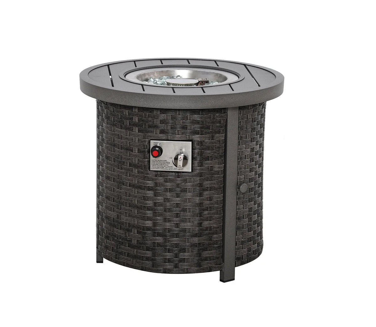 Malibu II Outdoor Firepit Bistro Set | 2PC Wicker Swivel Glider Recliner with Firepit Table