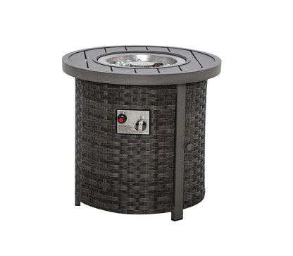 Malibu II Outdoor Firepit Bistro Set | 2PC Wicker Swivel Glider Recliner with Firepit Table