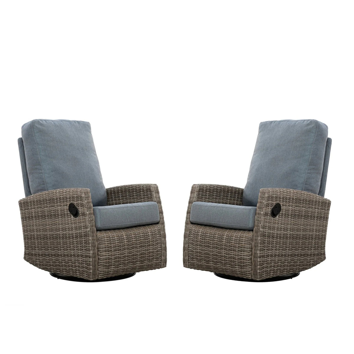 Pair of Keywest Wicker Outdoor Swivel Glider Recliner  | Patio Lounge Chair x 2