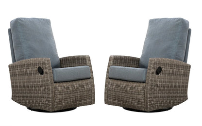 Pair of Keywest Wicker Outdoor Swivel Glider Recliner  | Patio Lounge Chair x 2