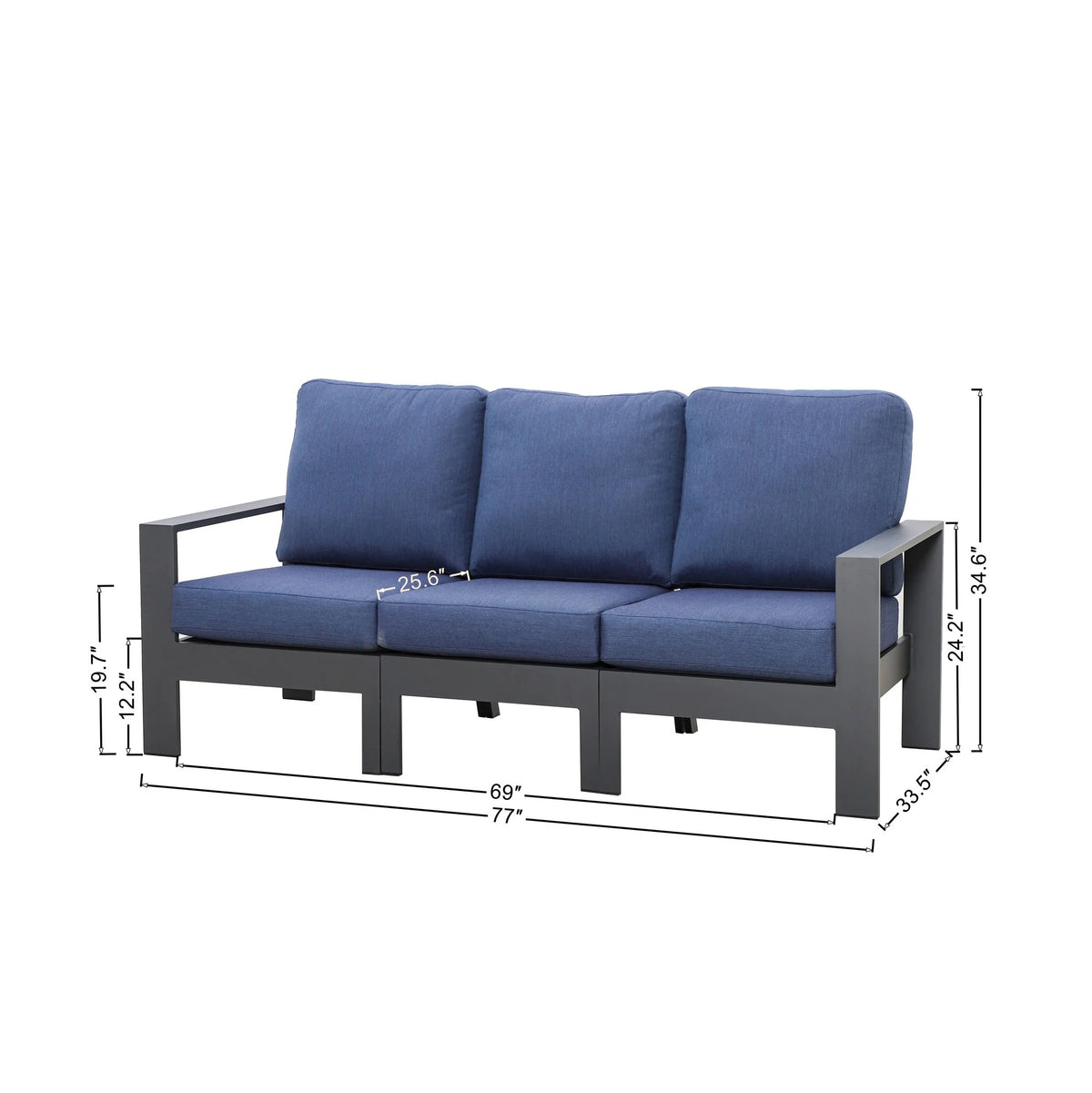 Shoreline 5-Seat Patio Aluminum Seating Group with Swivel Glider Recliners — Outdoor Nook USA - size