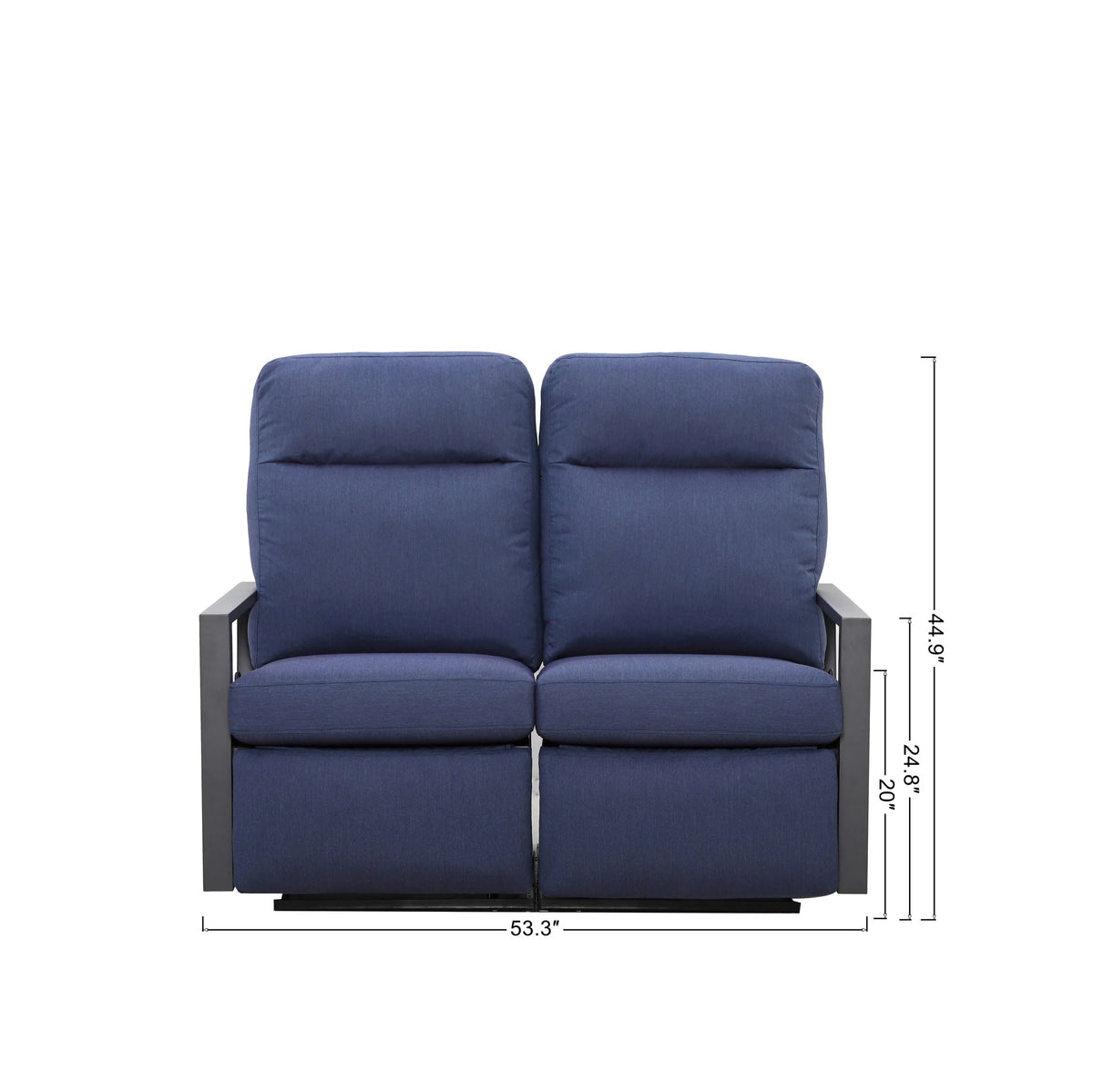 Shoreline Outdoor Aluminum Reclining Loveseat Sofa _ Outdoor Sofa — Outdoor Nook USA - size