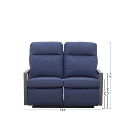Shoreline Outdoor Aluminum Reclining Loveseat Sofa _ Outdoor Sofa — Outdoor Nook USA - size