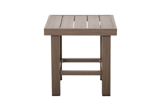 Shoreline Outdoor Wood-Look Aluminum Side Table