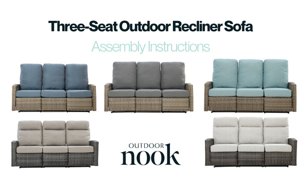 Wicker Three-Seat Recliner Sofa - Keywest, Malibu & Newport