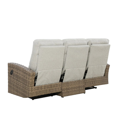 Newport Three-Seat Outdoor Wicker Reclining Sofa
