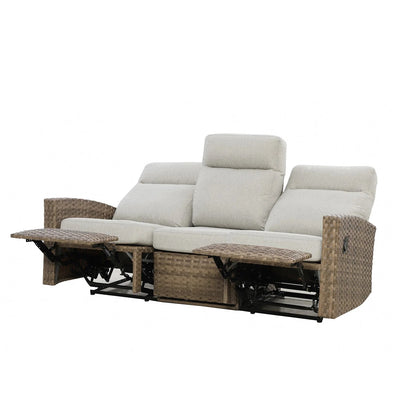 Newport Three-Seat Outdoor Wicker Reclining Sofa