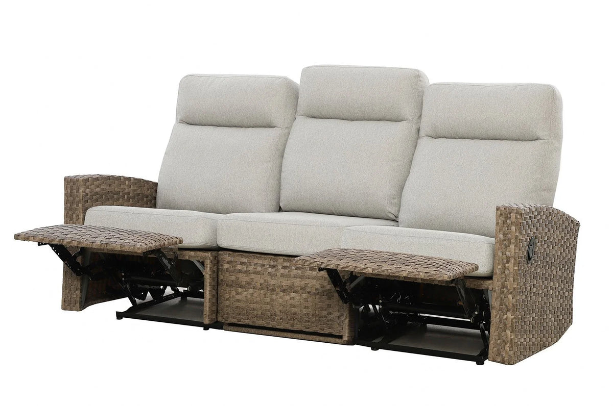 Newport Three-Seat Outdoor Wicker Reclining Sofa