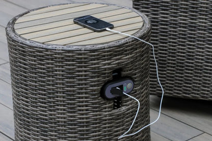 Keywest Wosaic Wicker Side Table with Speaker & Charger
