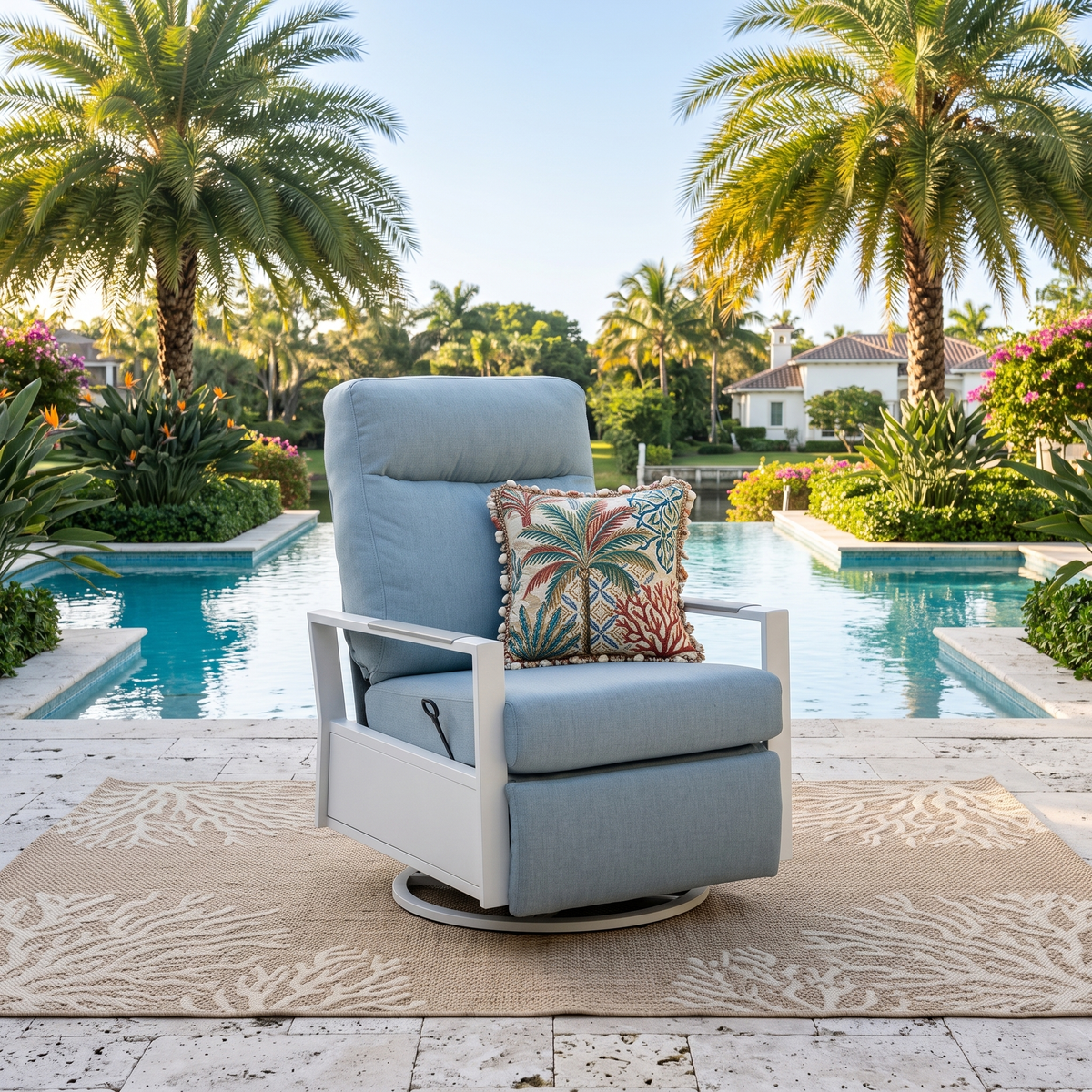 Kiesta Outdoor Aluminum Swivel Glider Recliner | Patio Lounge Chair