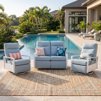 Kiesta 4-Seat Patio Aluminum Reclining Loveseat Conversation Set with Pair of Recliners | Outdoor Set