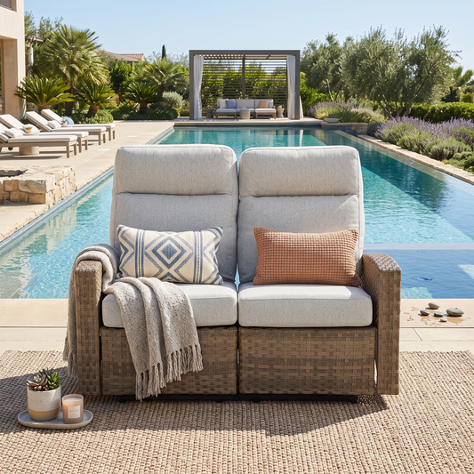 Newport Outdoor Wicker Reclining Loveseat Sofa