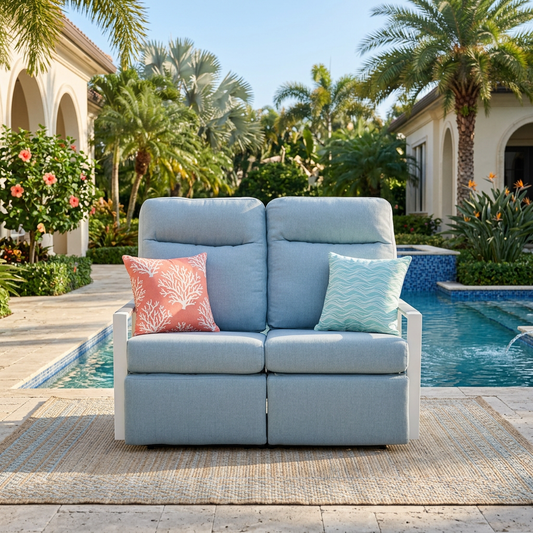 Kiesta Outdoor Aluminum Reclining Loveseat Sofa | Outdoor Sofa