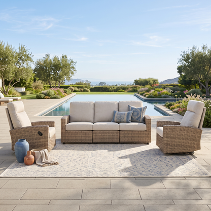 Newport 5-piece Patio Wicker Modular Sofa Set with Swivel Glider Recliners | Outdoor Set