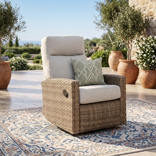 Newport Wicker Outdoor Swivel Glider Recliner  | Patio Lounge Chair