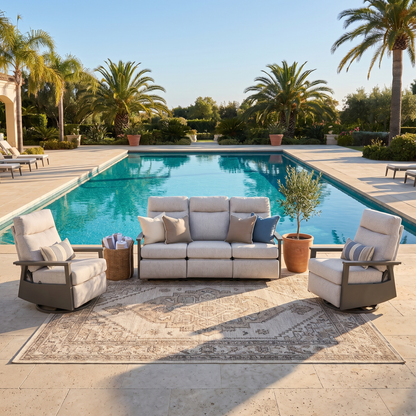 Huntington 5-seat Patio Aluminum Reclining Sofa Conversation Set with pair of Recliners | Outdoor Set