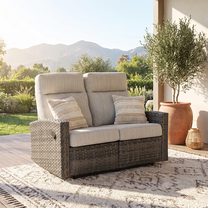 Malibu II Outdoor Wicker Reclining Loveseat Sofa