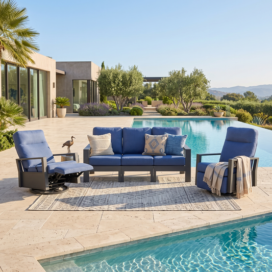 Shoreline 5-Seat Patio Aluminum Seating Group with Swivel Glider Recliners | Outdoor Set