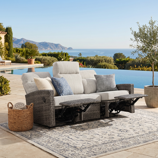 Malibu II Three-Seat Outdoor Wicker Reclining Sofa