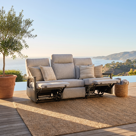 Huntington Three-Seat Outdoor Aluminum Reclining Sofa |Outdoor Sofa