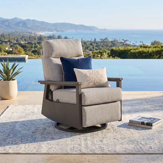 Huntington Outdoor Aluminum Swivel Glider Recliner | Patio Lounge Chair