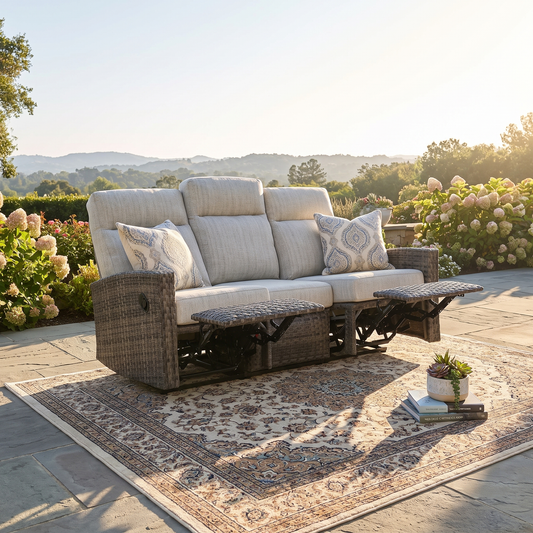 Malibu II Three-Seat Outdoor Wicker Reclining Sofa