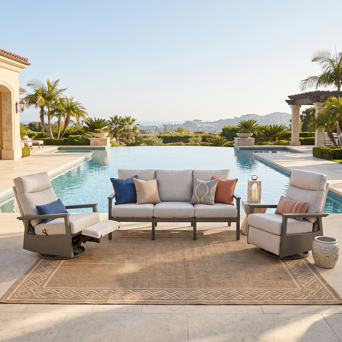 Huntington 5-piece Patio Aluminum Modular Seating Group with Cushions | Outdoor Set