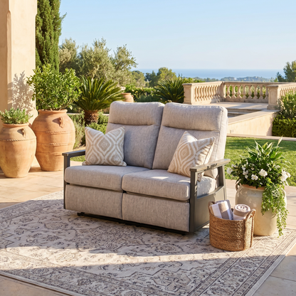 Huntington Outdoor Aluminum Reclining Loveseat Sofa | Outdoor Sofa